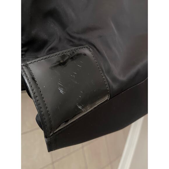 Tory Burch Ella Tote Bag Large Black Patent Leather Logo Nylon - Picture 7 of 7